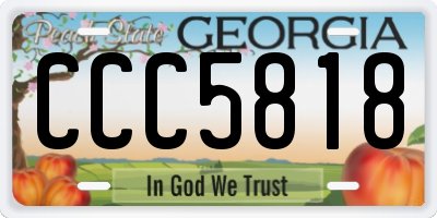 GA license plate CCC5818
