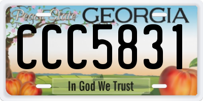 GA license plate CCC5831