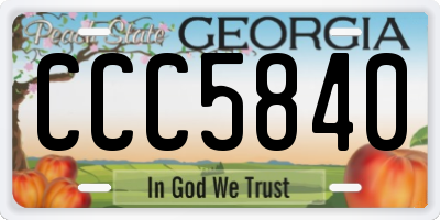 GA license plate CCC5840