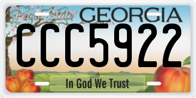 GA license plate CCC5922