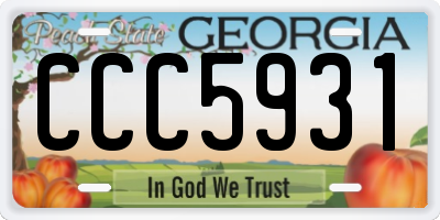 GA license plate CCC5931