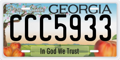 GA license plate CCC5933