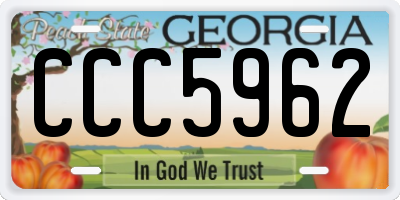 GA license plate CCC5962