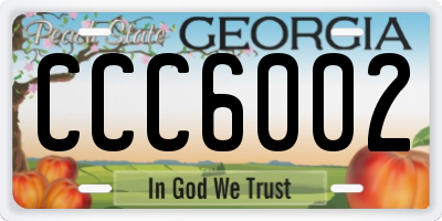 GA license plate CCC6002
