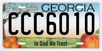 GA license plate CCC6010