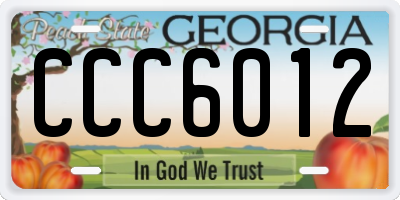 GA license plate CCC6012