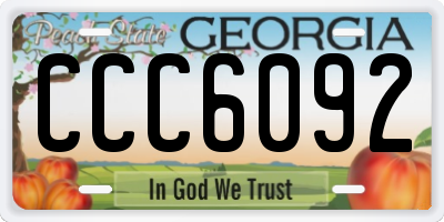 GA license plate CCC6092