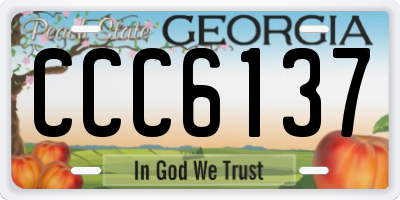 GA license plate CCC6137