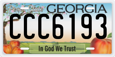 GA license plate CCC6193