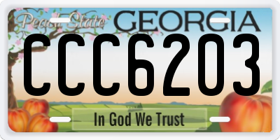 GA license plate CCC6203