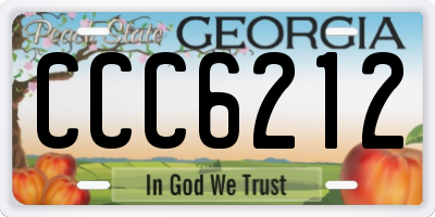 GA license plate CCC6212