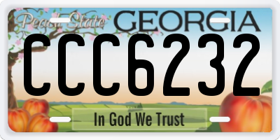 GA license plate CCC6232