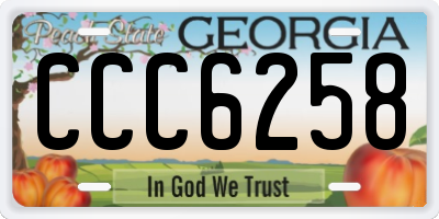 GA license plate CCC6258
