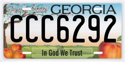 GA license plate CCC6292