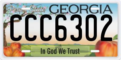 GA license plate CCC6302