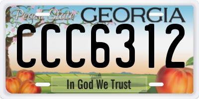 GA license plate CCC6312