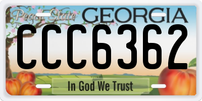 GA license plate CCC6362