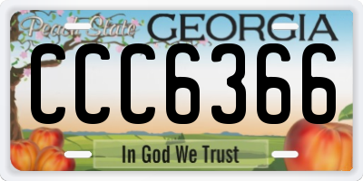 GA license plate CCC6366