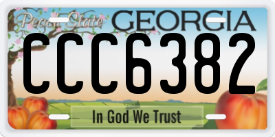 GA license plate CCC6382