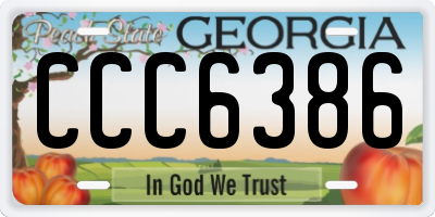 GA license plate CCC6386