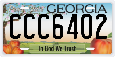 GA license plate CCC6402