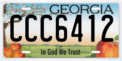 GA license plate CCC6412