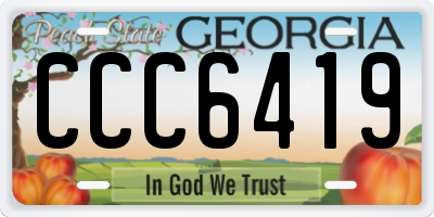 GA license plate CCC6419