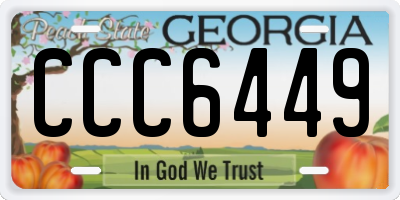 GA license plate CCC6449