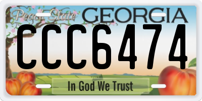 GA license plate CCC6474