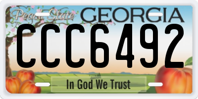 GA license plate CCC6492