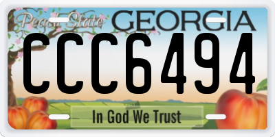 GA license plate CCC6494