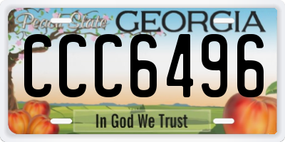 GA license plate CCC6496