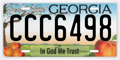 GA license plate CCC6498