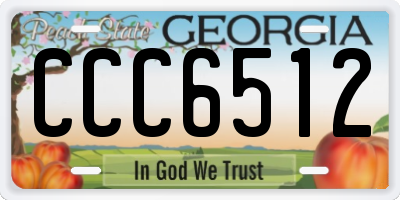 GA license plate CCC6512
