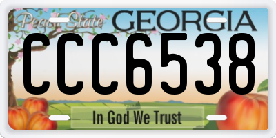 GA license plate CCC6538