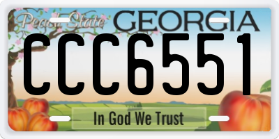 GA license plate CCC6551