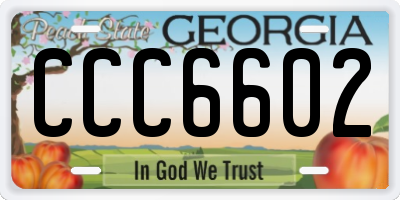 GA license plate CCC6602