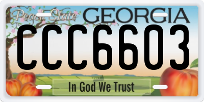 GA license plate CCC6603