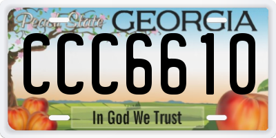 GA license plate CCC6610