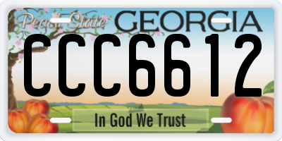 GA license plate CCC6612