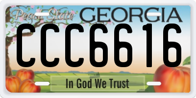 GA license plate CCC6616