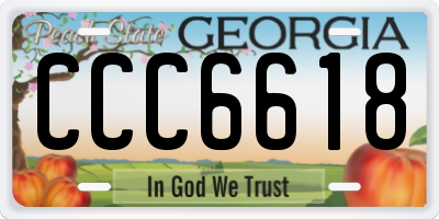 GA license plate CCC6618