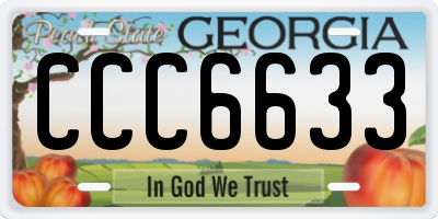 GA license plate CCC6633