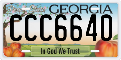 GA license plate CCC6640
