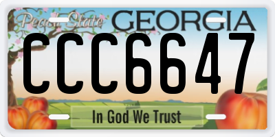 GA license plate CCC6647