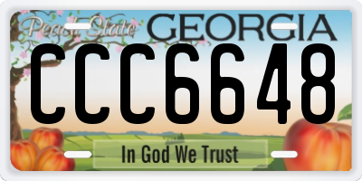 GA license plate CCC6648
