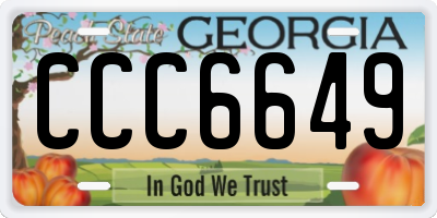 GA license plate CCC6649