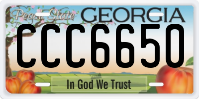 GA license plate CCC6650