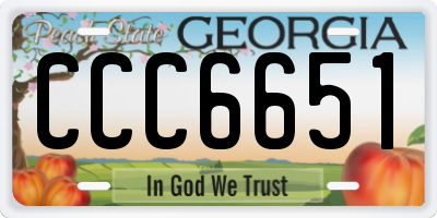 GA license plate CCC6651