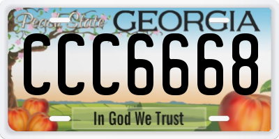 GA license plate CCC6668